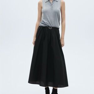 Mango black cotton poplin maxi skirt in size 8